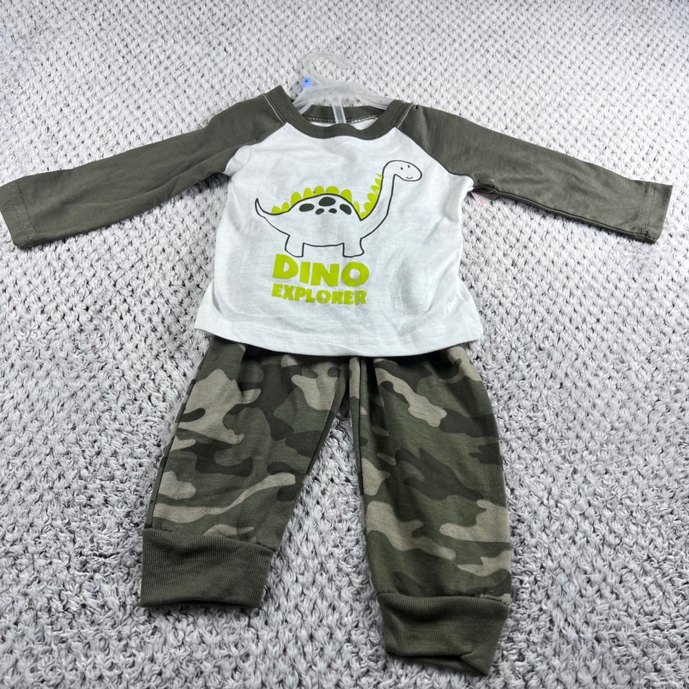 Swiggles Infant Boys Dino Explorer Raglan Shirt & Camo Pants Set‎ 12 Months
